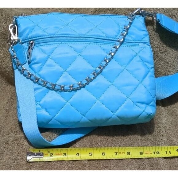 INC International Concepts Lt Blue Quilted Crossbody Bag Chain Strap - Picture 5 of 10